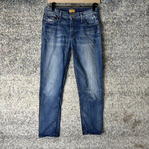 Mother Jeans Womens 24 Blue The Dropout Tequila Truth Skinny Distressed Denim